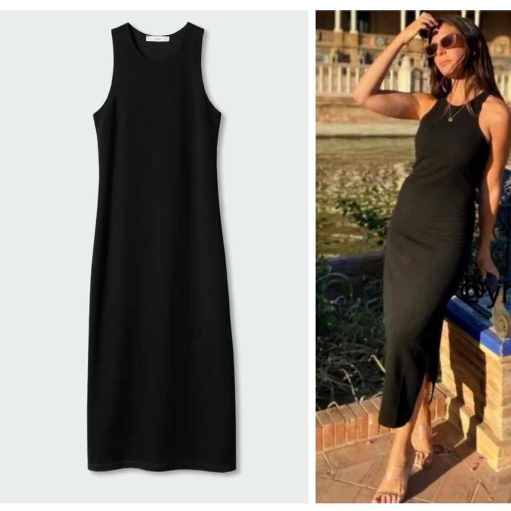 Gently used 🖤 MANGO stretchy bodycon asymmetrical back dress blogger favorite